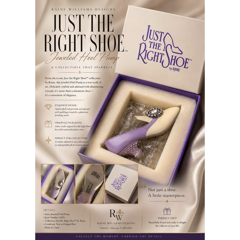 Collectible Just The Right Shoe By Raine, Model: Jeweled Heel Pump #25011,  1998